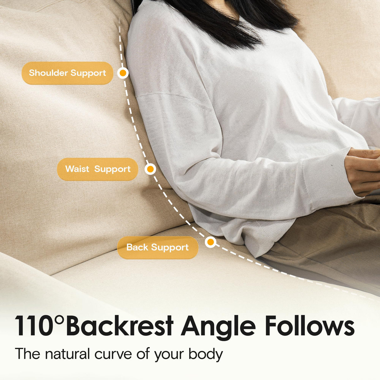 Vorthio 89" 3-Seater Couch for Living Room, Slipcovered Sofa, Recliner Couches with Washable Cover, Supportive Cushions & Sturdy Frame, for Small Spaces, Apartment, Office, Easy Assembly Vorthio