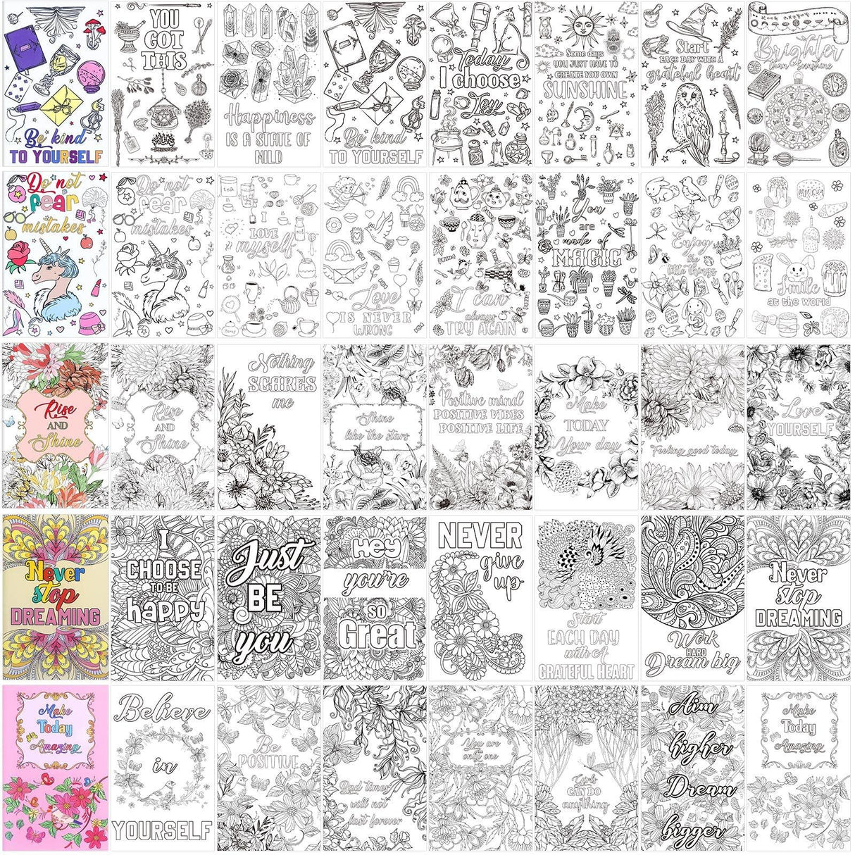 30 Pcs Inspirational Coloring Book Bulk Mandala Mini Activity Books with Positive Quote Motivational Coloring Gifts for Kids Adults Stress Relieving Holiday Party Favors Eaasty