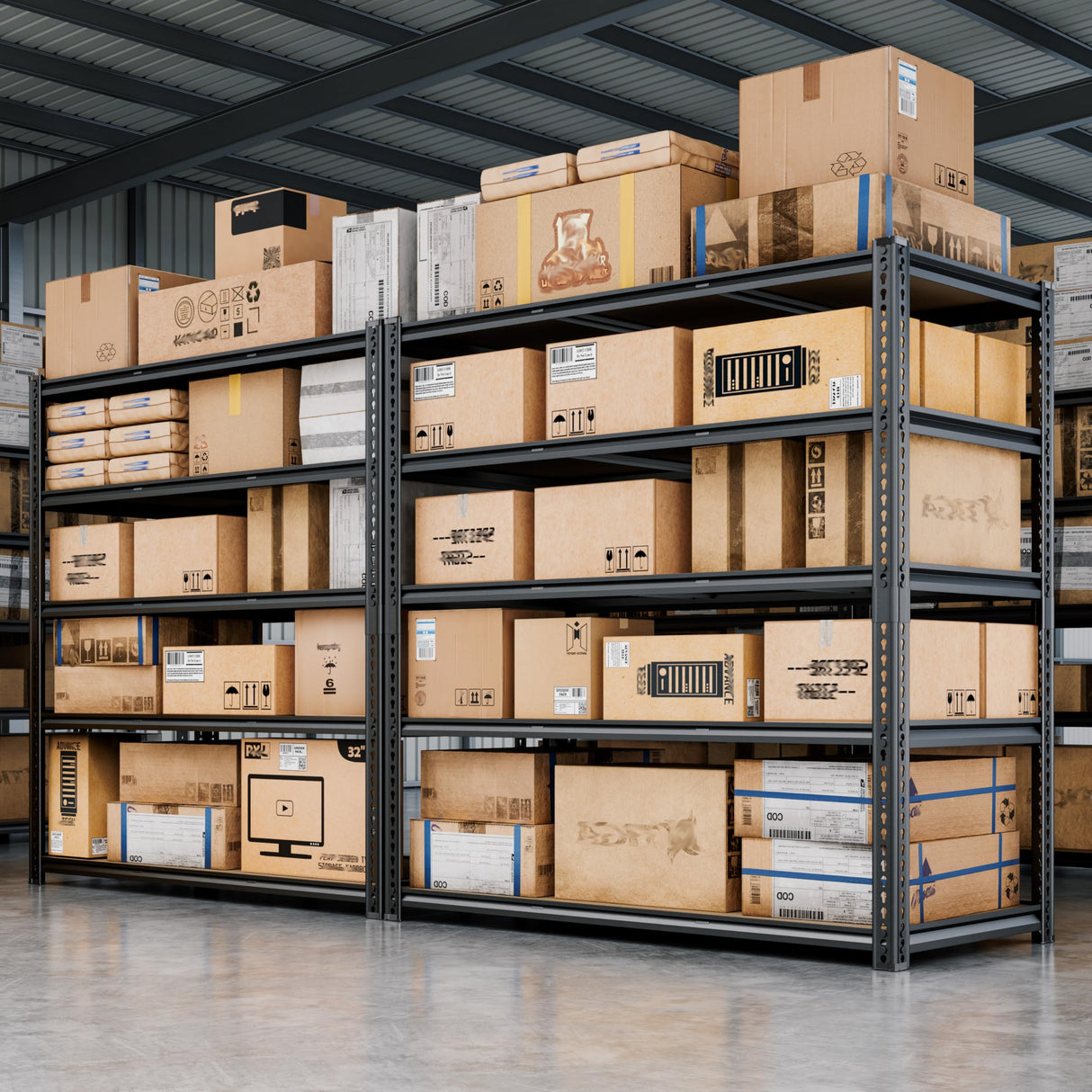 48"W Garage Shelving, 3050LBS Storage Shelves Heavy Duty, 5 Tier Metal Shelving Unit Adjustable Garage Shelves Heavy Duty Shelving for Warehouse,Commercial, Kitchen, 48" W × 18" D × 72" H, Black CypBed