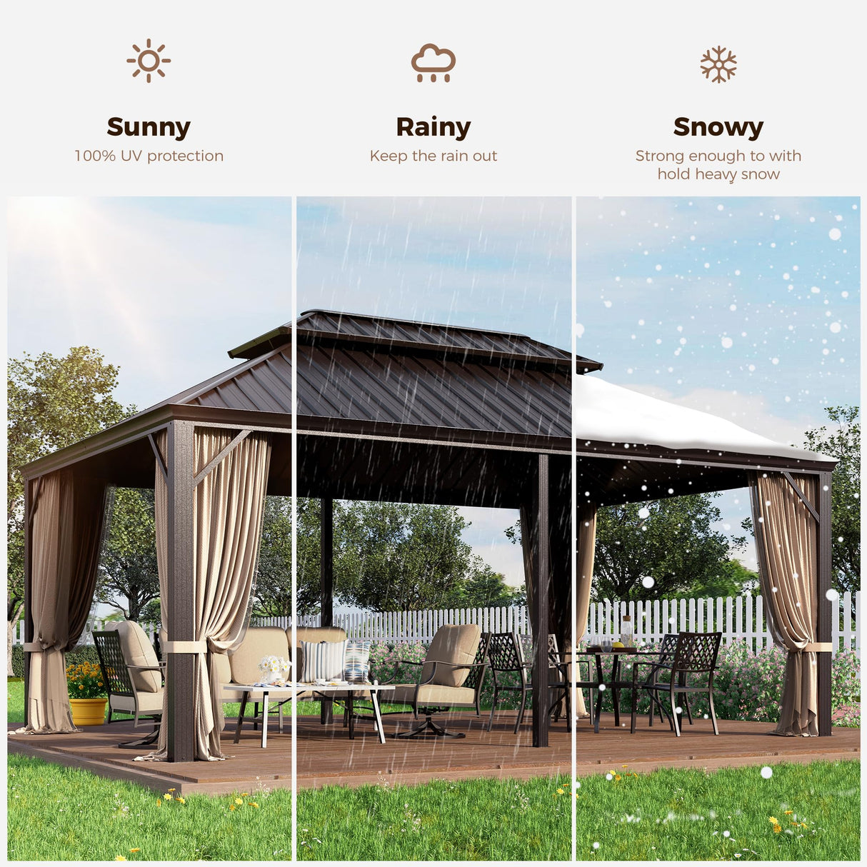 GREEN PARTY 12 X 18ft Hardtop Gazebo with Nettings and Curtains, Heavy Duty Double Roof Galvanized Steel, Outdoor Aluminum Gazebos Pergolas for Patios, Backyard, Deck, Garden, Lawns GREEN PARTY