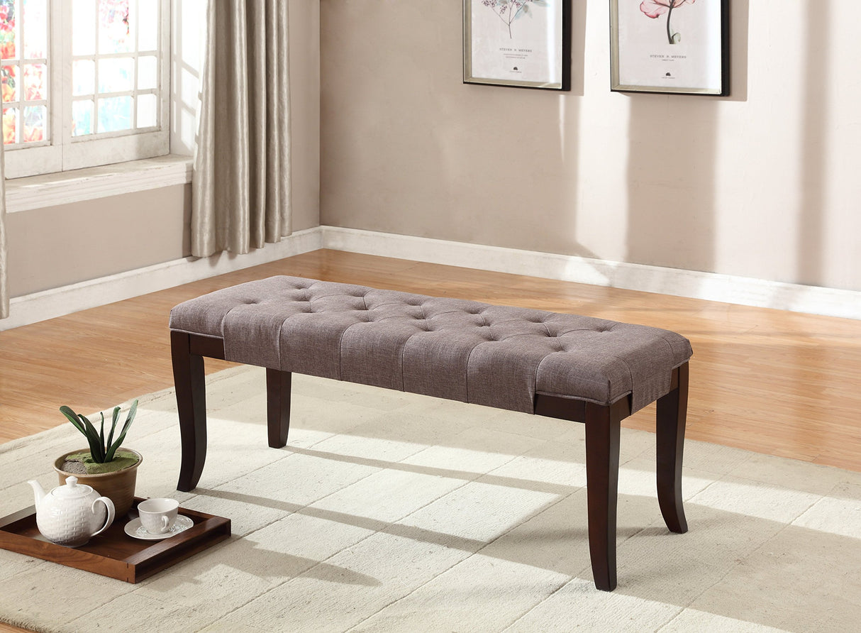 Roundhill Furniture Linon Fabric Tufted Bench, Brown Roundhill Furniture