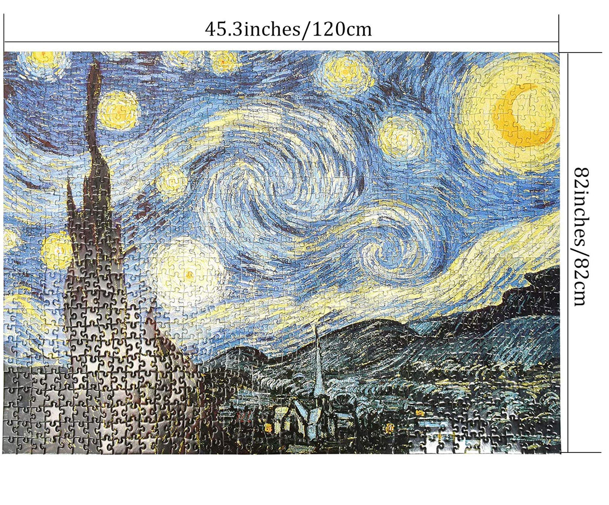 3000 Piece Jigsaw Puzzle, The Starry Night by Van Gogh Jigsaw Puzzles for Adult Reduced Pressure Toy Gift - Learning and Education Toys Gift for Adult Puzzles(45.3 x 32.3 inch) wifreo