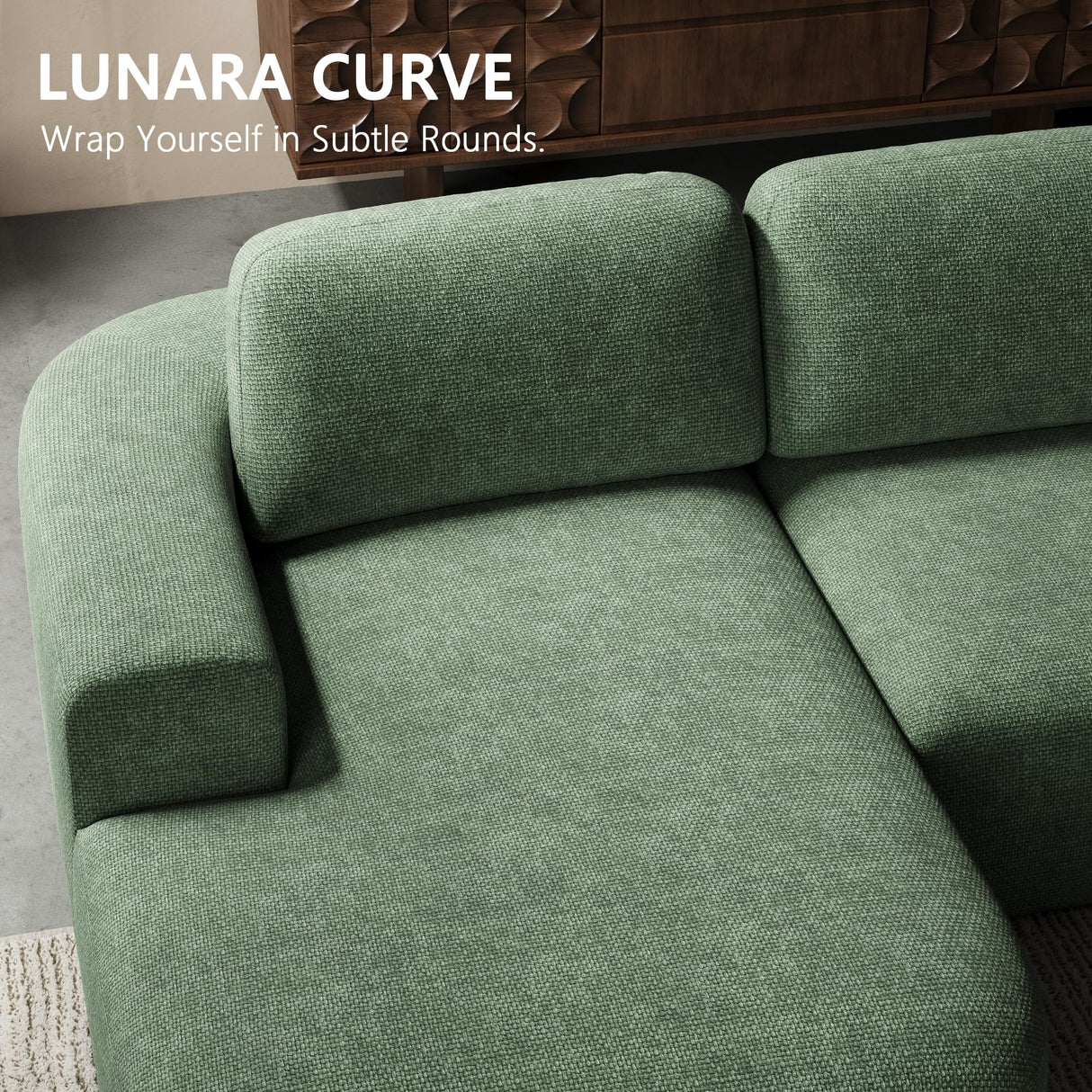 Dowinx 107'' Modular Sectional Sofa Couch with Chaise, No Assembly Required, Modern Woven-Textured Upholstery, Convertible L-Shaped Design for Living Room – Forest Green Dowinx