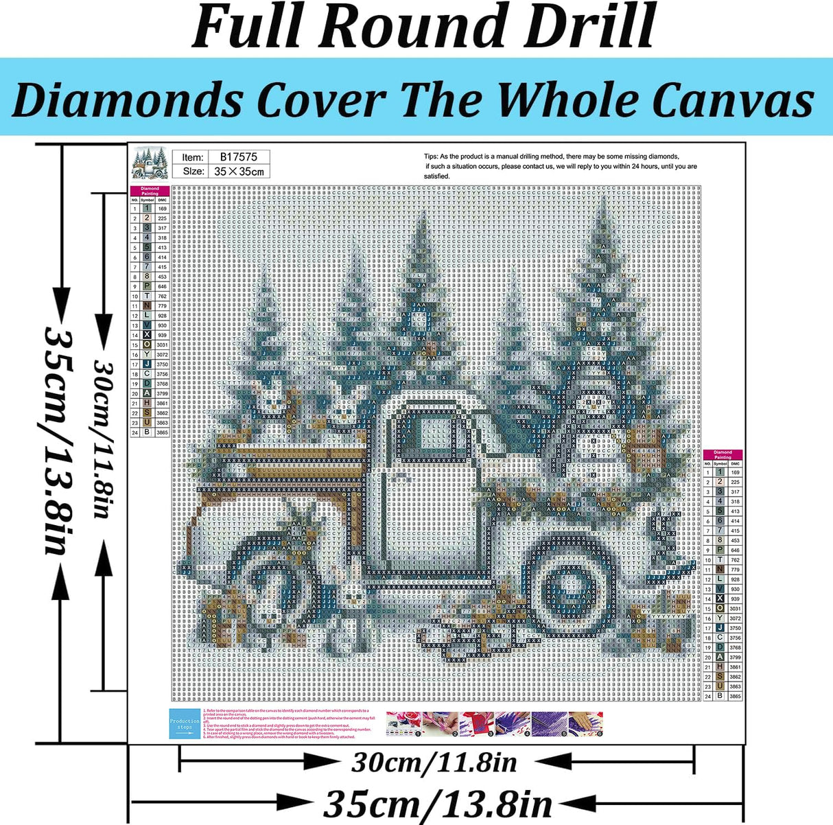 TCDZMYGS Christmas Diamond Art Kits for Adults - Truck Snowman Diamond Painting Kits for Adults,5D Round Full Drill Gem Art for Adults DIY Paint by Diamonds Dots for Home Wall Decor 13.8x13.8 inch TCDZMYGS