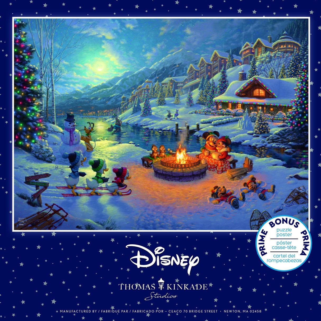 Ceaco - Thomas Kinkade - Disney Dreams Collection - Holiday - Mickey and Minnie Christmas Lodge - 1000 Piece Jigsaw Puzzle Ceaco