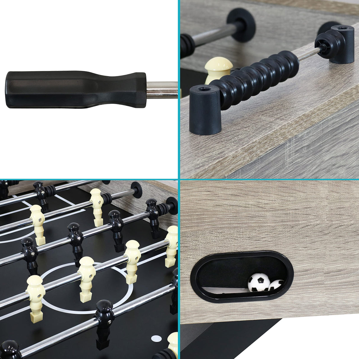 Sunnydaze Delano 54.5-Inch Indoor Foosball Table with Gray Distressed Wood Look Sunnydaze