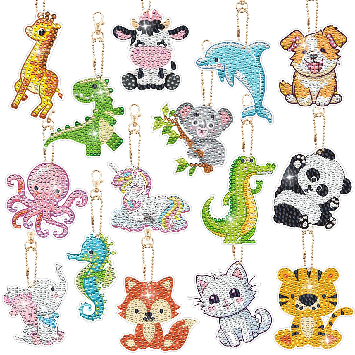 15 PCS Diamond Painting Keychains Animal Diamond Art Ornaments Double Side Diamonds Key Rings DIY 5D Art Pedants for Beginners Birthday Crafting Home Party Decor Augisteen
