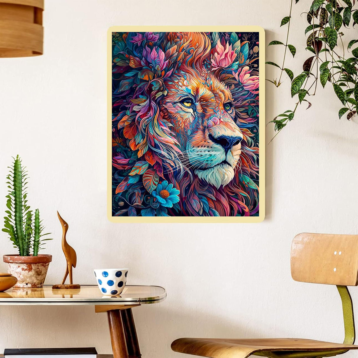 xackcme Lion Paint by Numbers for Adults with Framed Canvas-with Wooden Easel,Paint by Number on Canvas Animals,DIY Acrylic Oil Painting Kits with Brushes Nice Gift Box for Home Wall Decor(12x16inch) xackcme