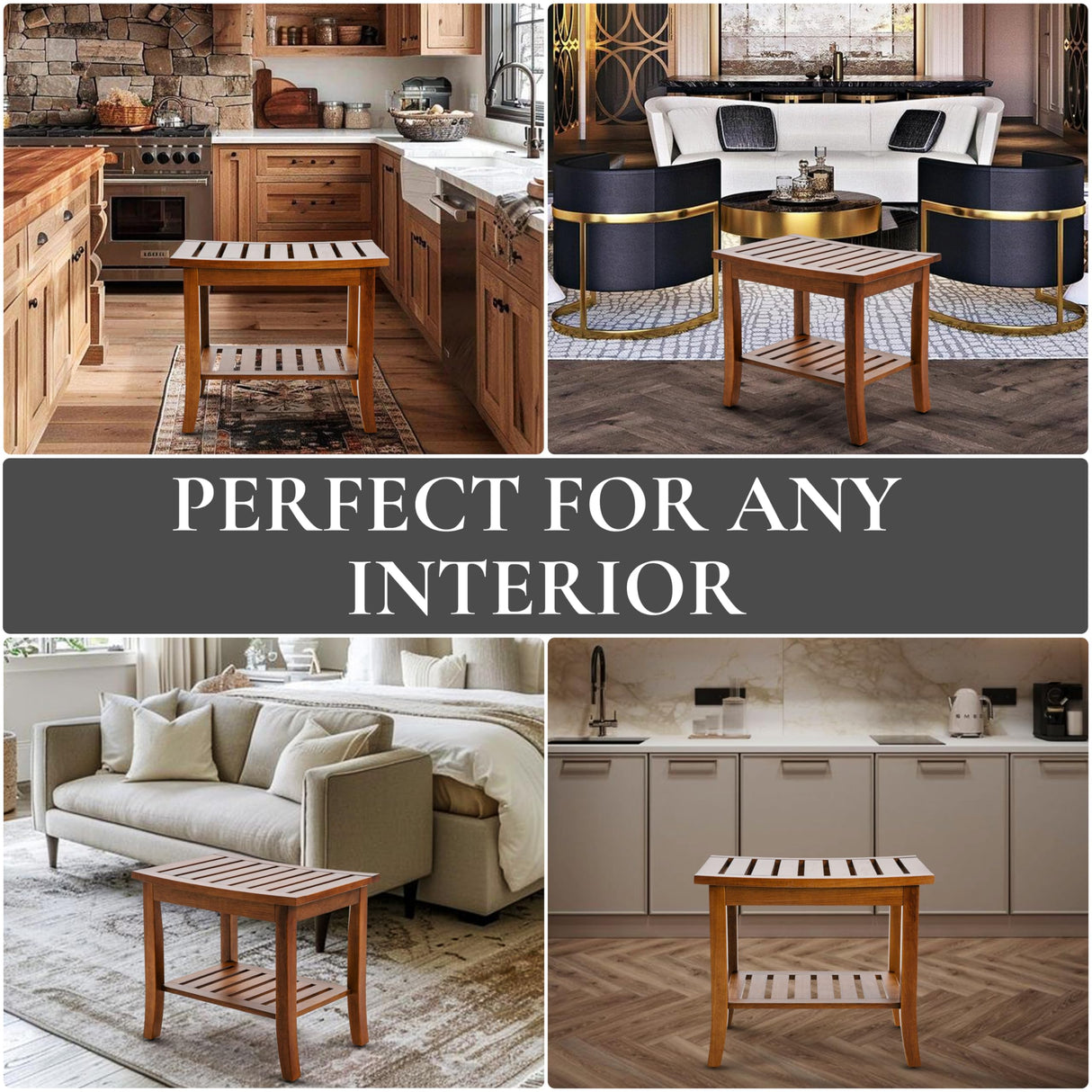 Teak shower bench with Storage Shelf, Teak Shower Stool for Inside Shower, Waterproof Shower Bench Seat, Shower Chair for Inside Shower, Wood Bench, Bathroom Bench, Wooden Stool for Adults Sitting Teak shower bench