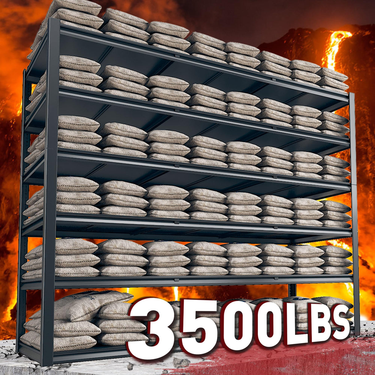 REIBII 84“H Garage Shelving Heavy Duty Storage Shelves 3500 LBS Adjustable Metal Shelving Uints and Storage for Garage,Warehouse,School,Commercial,Business, 60 "W x 24 "D x 84 "H REIBII