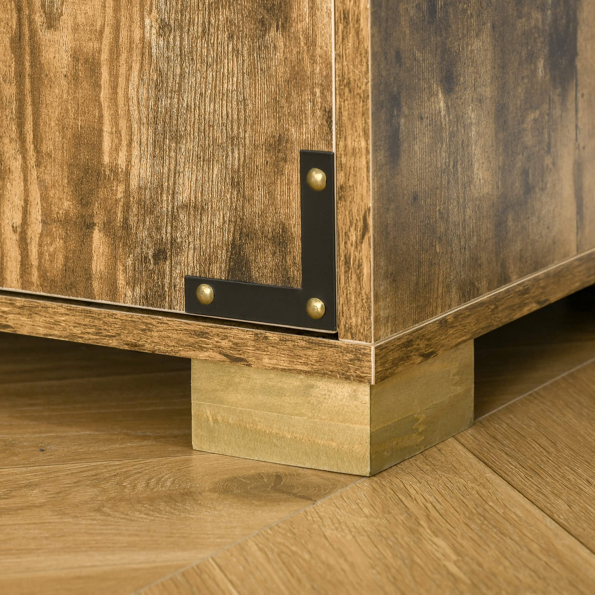 HOMCOM Industrial Kitchen Pantry Cabinet with 4 Doors and Storage Shelves, Freestanding Storage Cabinet, Rustic Wood HOMCOM