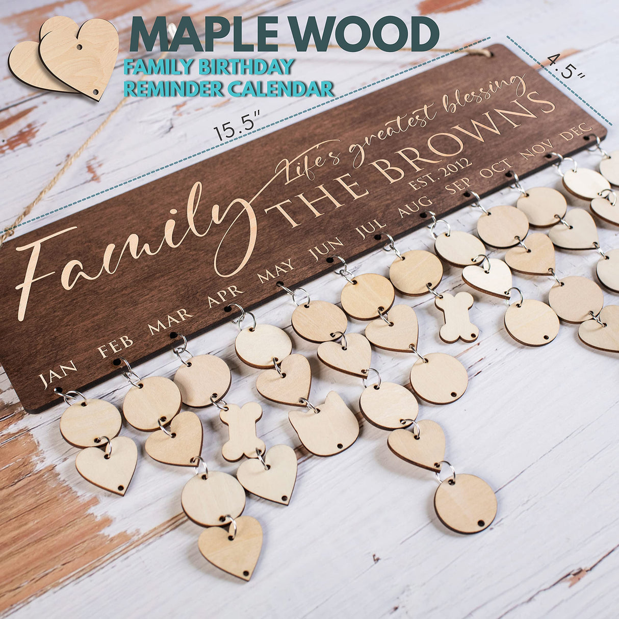 Gifts for Her Mom-Grandma, Personalized Family Birthday Calendar, DIY Wooden Birthday Reminder with Family Name, Custom Event Calendar Board, Grandma Lara Laser Works