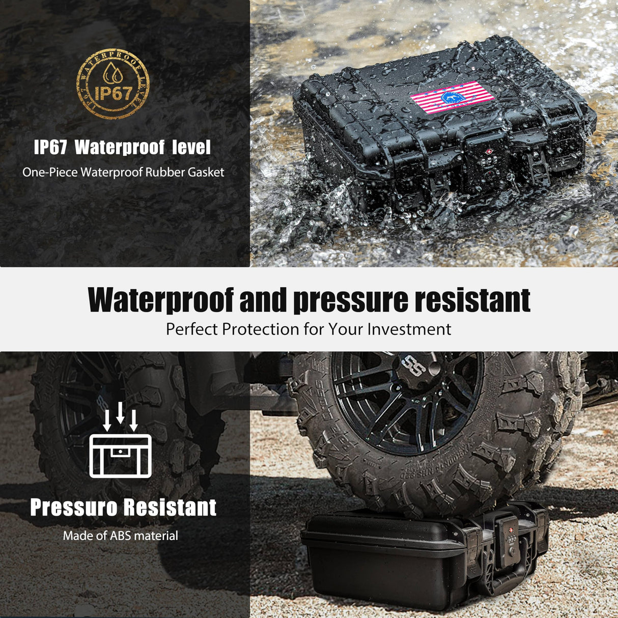 Kinghardcase Gun Safe Case for Pistol, TSA Combination Lockable Pistol Case Hard Shell Waterproof & Shock Proof, 10.6”*8.8”*4” Gun Lock Box for Travel Gun Case 9mm Kinghardcase