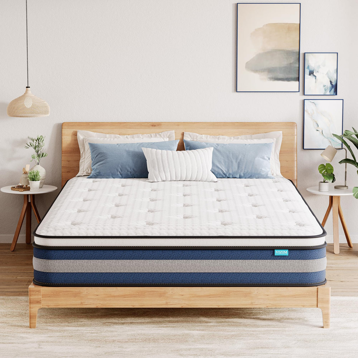 VIZIM Full Mattress, 12 Inch Hybrid Mattress with Individual Pocket Springs & Comfort Memory Foam, Full Size Bed for Pressure Relief & Targeted Support, Medium Firm VIZIM