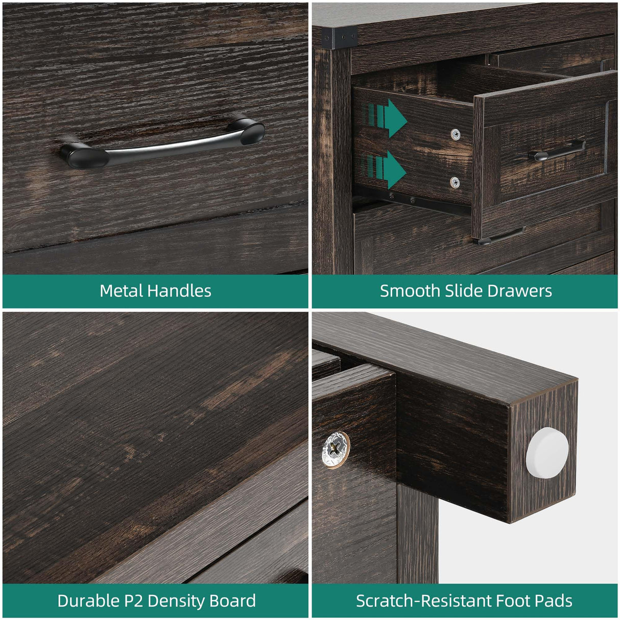 YITAHOME 6 Drawer Dressers, Wood Dressers Chests of Drawers, Modern Dresser with Open Shelf Storage for Room, Entryway, Hallway, Dark Rustic Oak YITAHOME