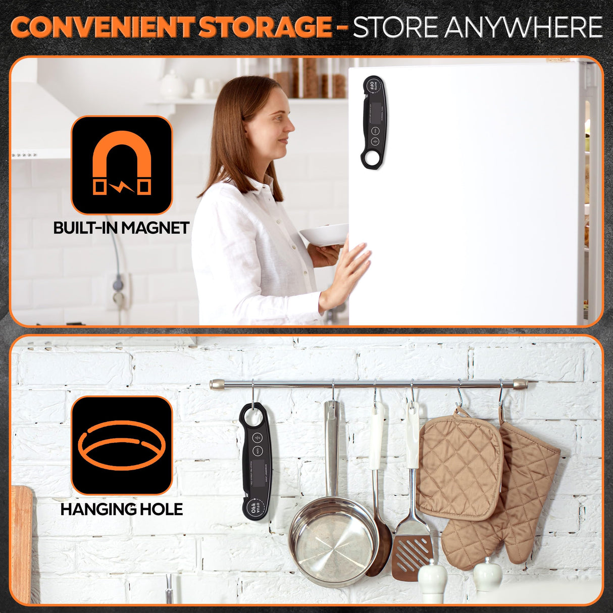 1 Second Instant Read Food Thermometer Rechargeable Meat Thermometer Digital Kitchen Thermometer for Cooking, Grill Thermometer, BBQ Thermometer Waterproof Famoos