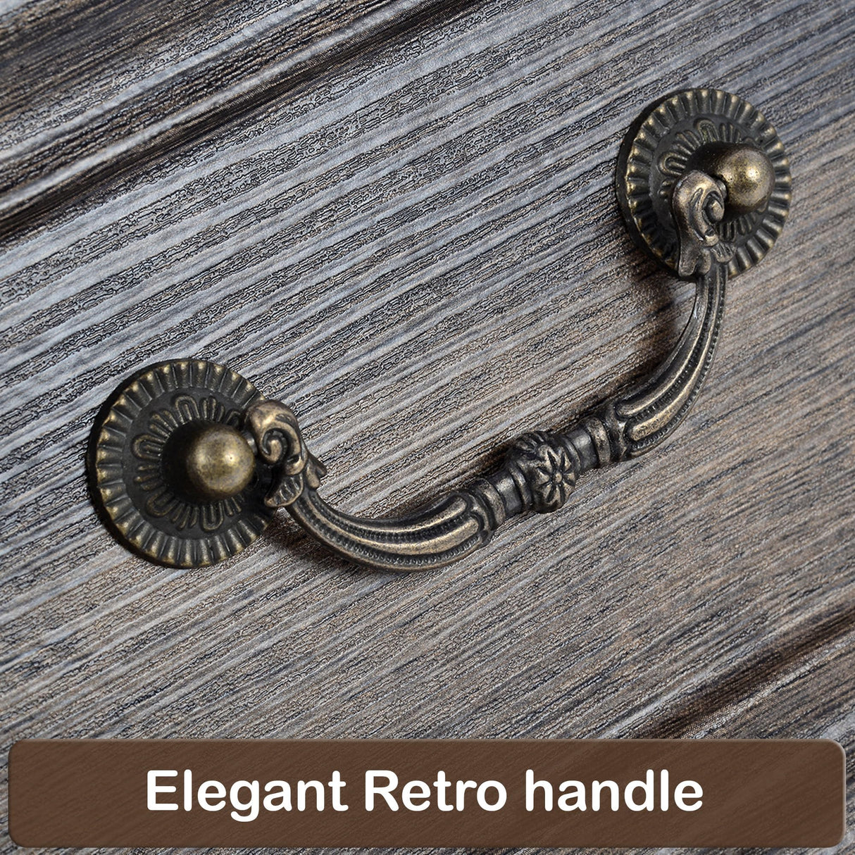 Yechen Farmhouse 6 Drawers Double Dresser, 47'' Wide Dresser Chest of Drawers with 2 Open Shelves, Dresser TV Stand, Rustic Wood Storage Dresser Organizer for Bedroom, Hallway, Entryway, Living Room Yechen