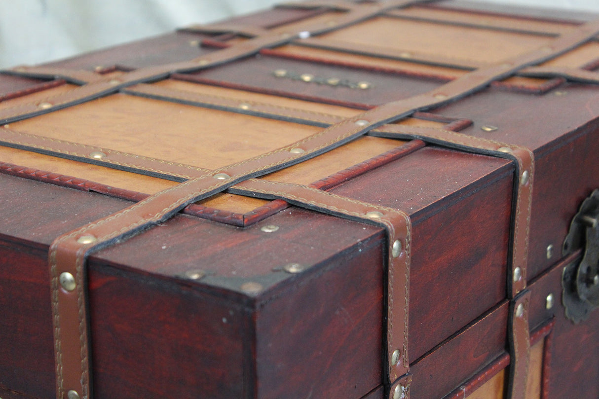 Large Antique Style Steamer Trunk, Decorative Storage Box Vintiquewise