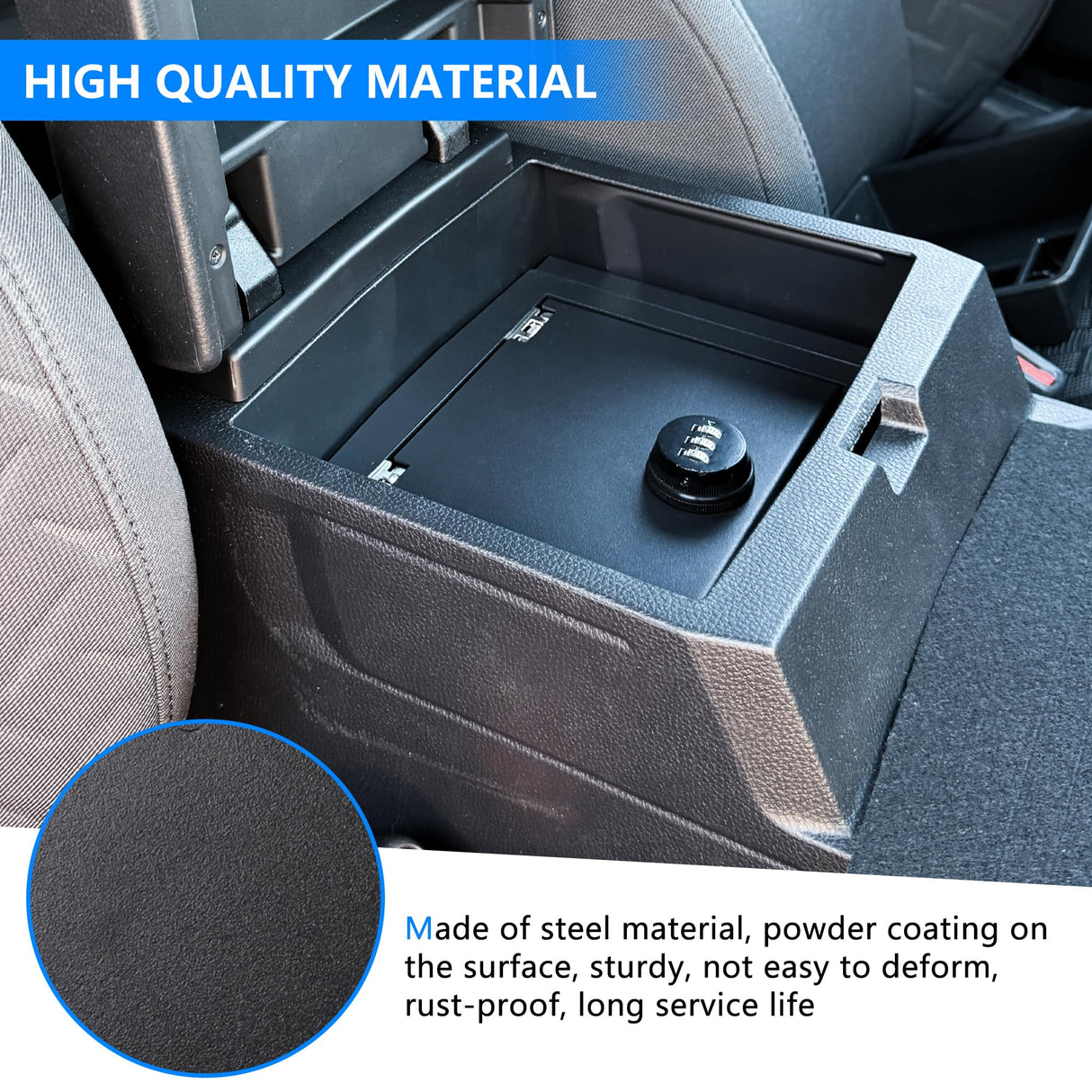 West-xingzhe Center Console Lock Safe Box Compatible with Toyota Tacoma 2024 2025+ Accessories Center Console Gun Safe High Security Armrest Lock Box with 3 Digit Combination Lock with Key West-xingzhe