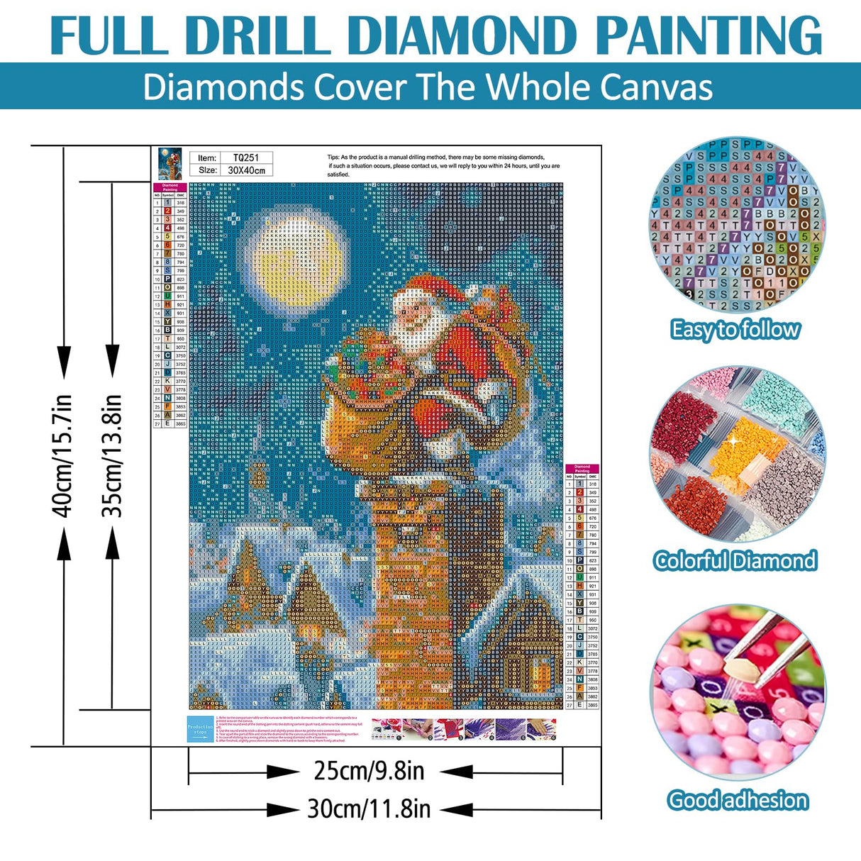Christmas Santa Claus Chimney Diamond Painting Kits for Adults, 5D Diamond Art Kits for Adults Beginners,DIY Full Round Drill Diamond Dot Painting Gem Art Kits for Adult,Home Wall Decor 11.8x15.7 Inch LKHMVCA