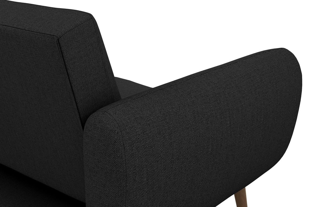 Novogratz Brittany 82 Inch Futon Sofa Bed, Upholstered Couch Sleeper with Tufted Back, Mid-Century Modern, Dark Gray Novogratz