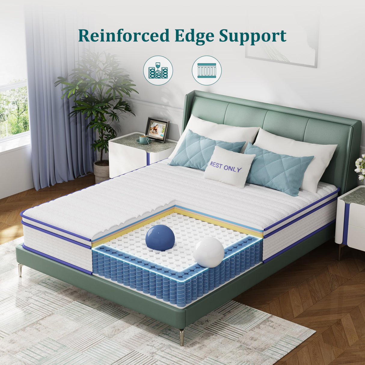 King Mattress, Rest Only 10 Inch King Size Mattress in a Box, Memory Foam & Individually Wrapped Coils Pocket Spring for Motion Isolation and Pressure Relief, Medium Firm RO REST ONLY