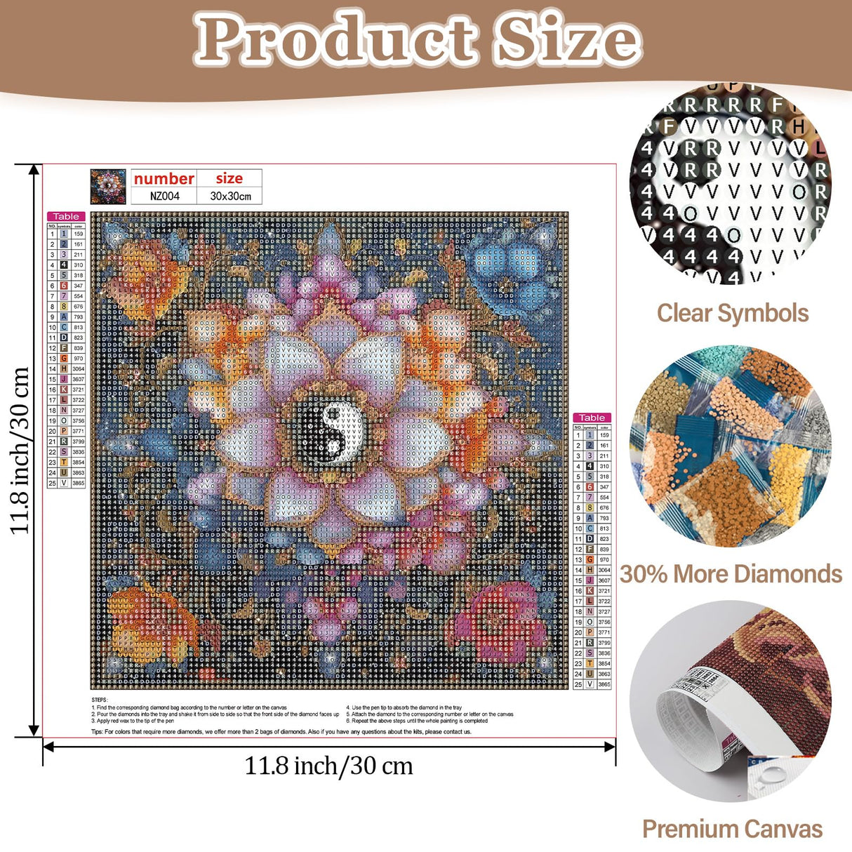 NEWENMO Mandala Diamond Art Kits for Adults, 5D Flower Diamond Painting Kit, DIY Full Drill Gem Art Crafts for Adults, Home Wall Decor 12x12 Inch NEWENMO