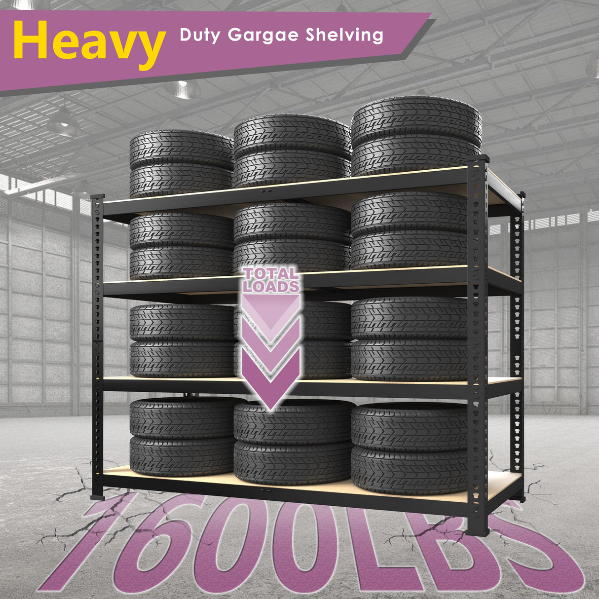 Prilinex Heavy Duty Storage Shelves 40" W x 20" D x 60" H - 4-Tier Adjustable Metal Garage Shelving Unit, Standing Utility Shelf Racks for Pantry Warehouse Kitchen, Black Prilinex