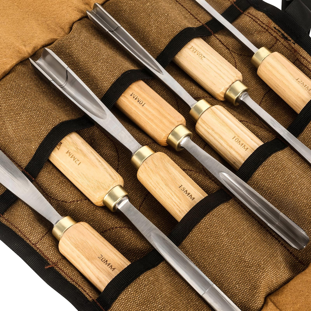 IMOTECHOM 7-Pieces Woodworking Wood Carving Tools Chisel Set with Canvas Bag, Gouges and Carving Chisel Set, Razor Sharp CR-V 60 Steel Blades IMOTECHOM