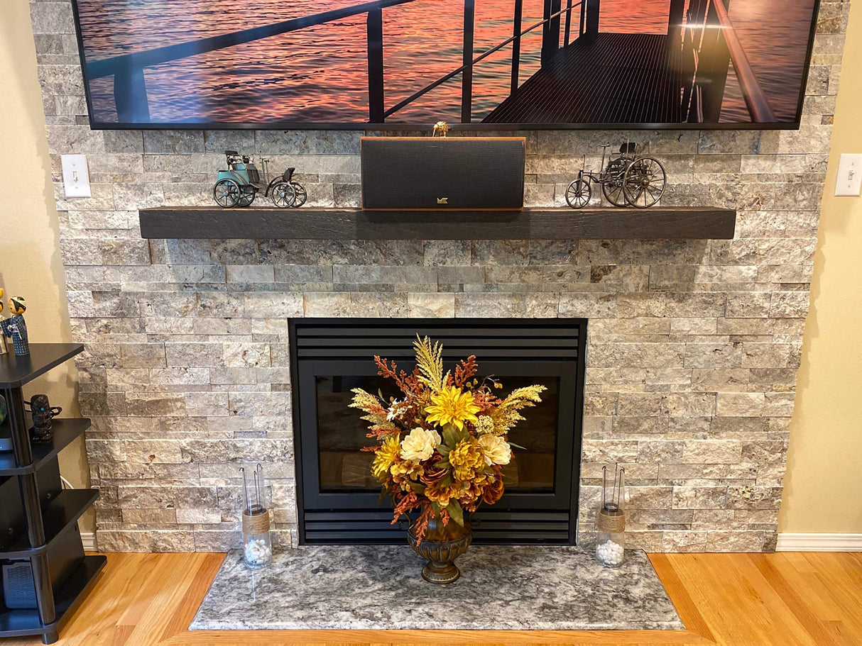 Joel's Antiques - 60 Inch Wooden Floating Shelves for Wall - Made of Natural Wood - Long Heavy Duty Rustic Fireplace Mantel & Book Shelf - Perfect for Living Room - Black 60x7x3 in joelsantiques