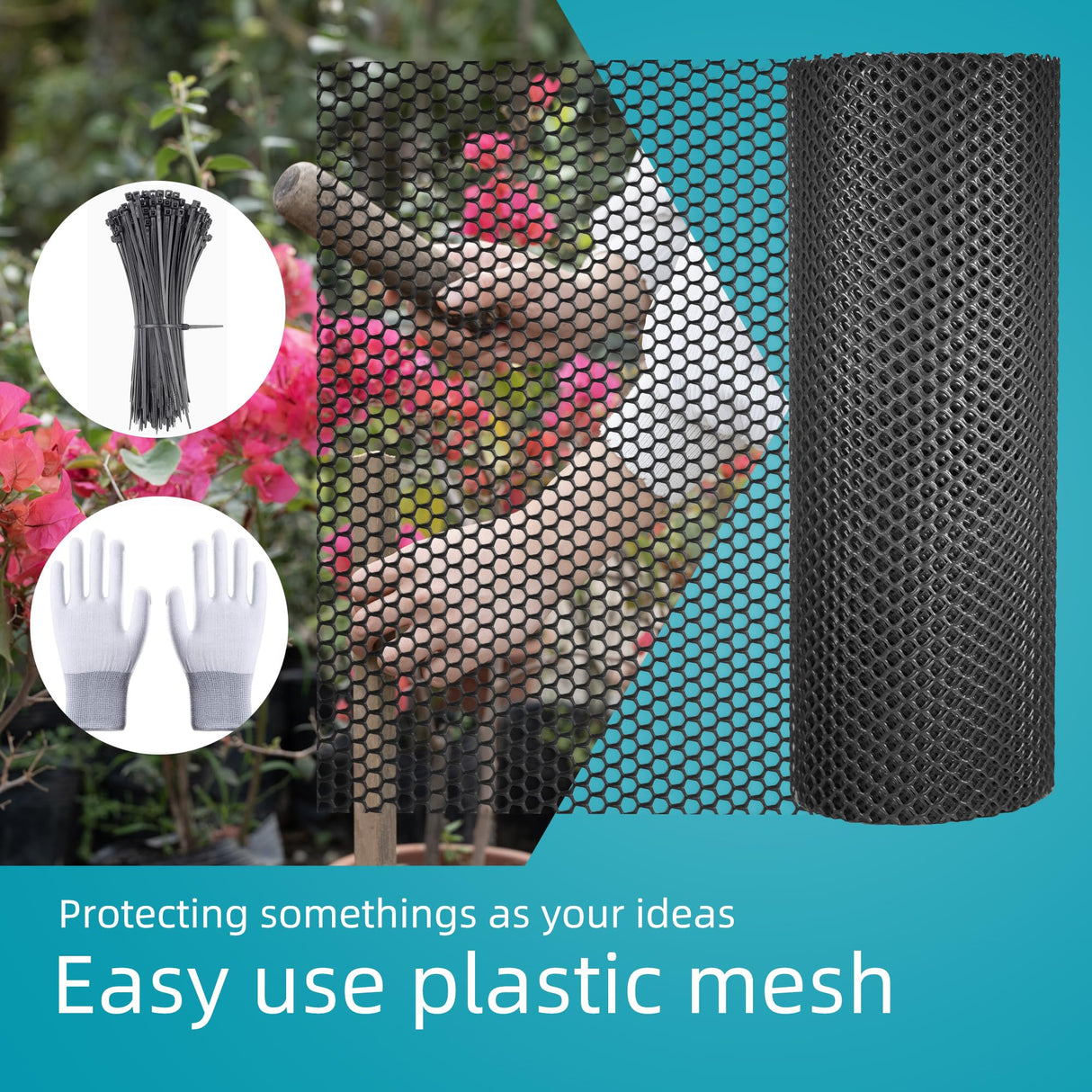 Pet & Garden Safeguard - 15.7IN x 32.8FT Roll - Black Plastic Netting, Multi-Use Decorative Fencing for Poultry, Dogs, Rabbits,Chicken and Snake Barrier ESSFF