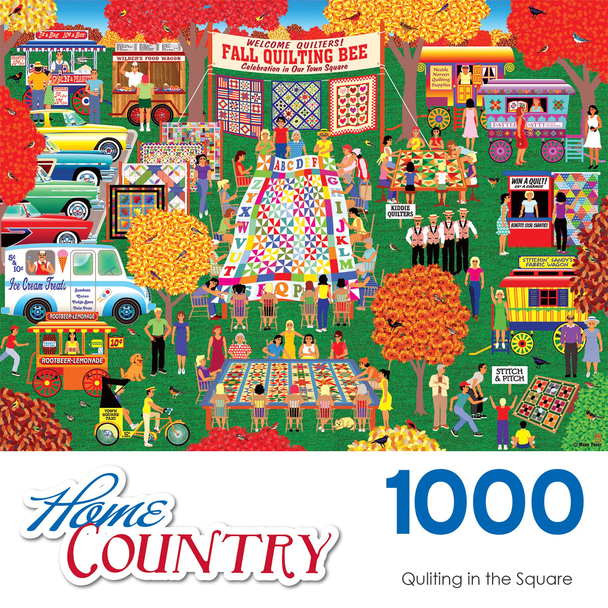 RoseArt Home Country - Quilting in The Square - 1000 Piece Jigsaw Puzzle RoseArt