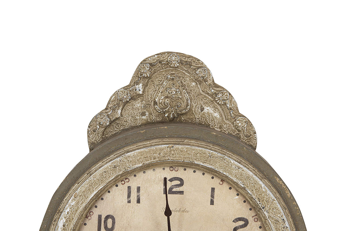 Creative Co-Op Distressed Grey Wood Grandfather Style Wall Clock Creative Co-Op