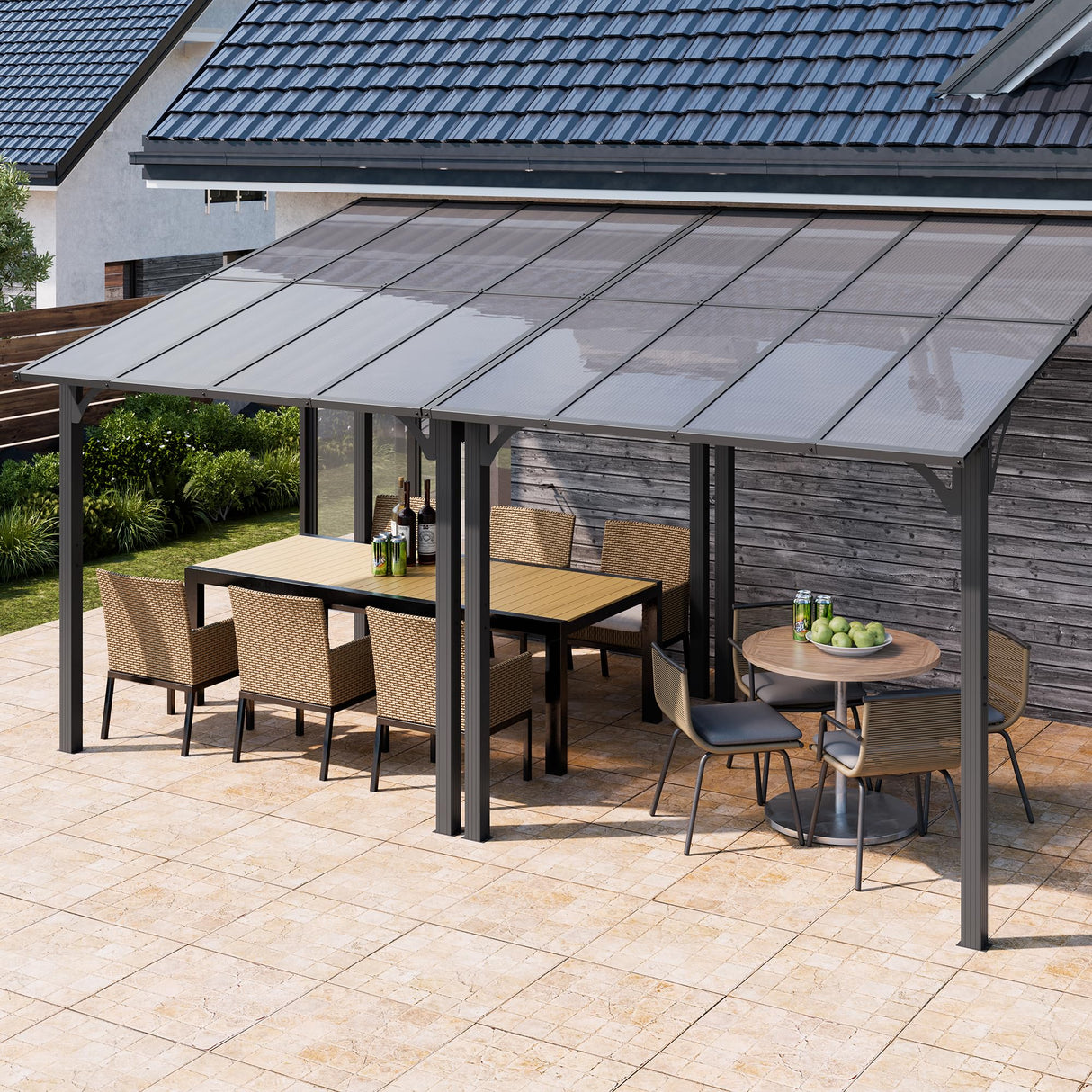 Vongrasig 10’ x 8’ Gazebo for Patio, Large Wall-Mounted Pergola Gazebo on Clearance, Outdoor Lean to Awnings for Backyard, Deck, Patio Vongrasig