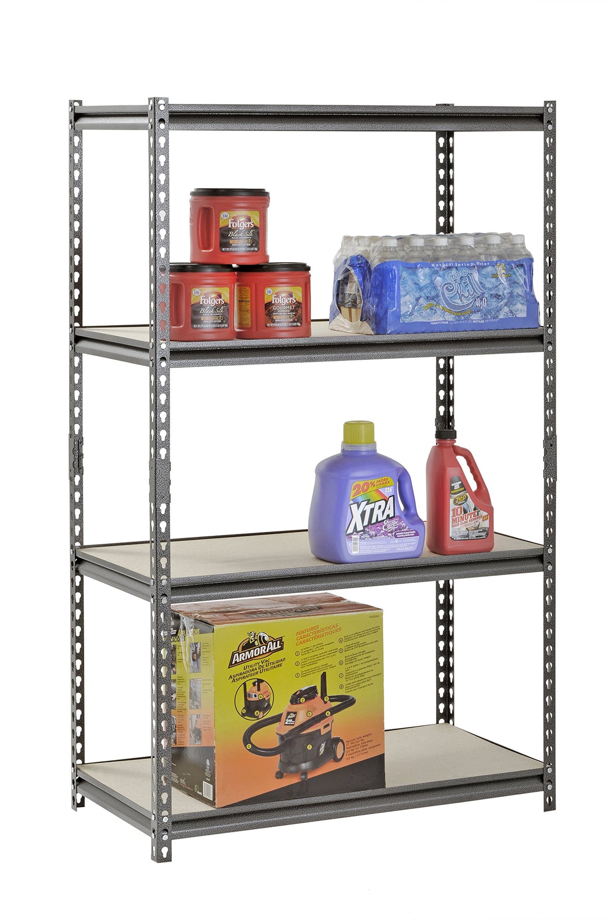 Muscle Rack UR361860PB4P-SV Silver Vein Steel Storage Rack, 4 Adjustable Shelves, 3200 lb. Capacity, 60" Height x 36" Width x 18" Depth Muscle Rack