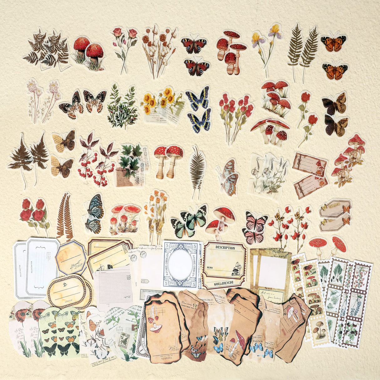 200 Pieces Vintage Scrapbook Supplies Pack for Junk Journal Planners DIY Paper Stickers Vintage Ephemera Pack Decoupage for Art Journaling Bullet Craft Notebooks Collage Aesthetic Gifts (Plant) EWPJDK
