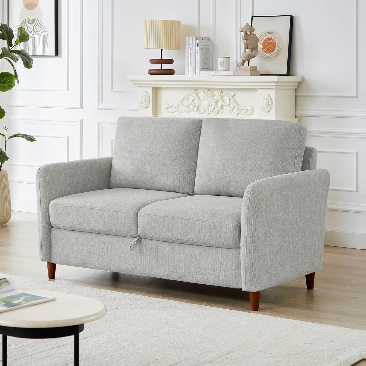 Chorlenimi Loveseat Sofa Couch with Storage Small Couches for Small Spaces Comfy Love Seats for Living Room 2 Seater Sofa for Bedroom(Light Grey, 2-Seat) Chorlenimi