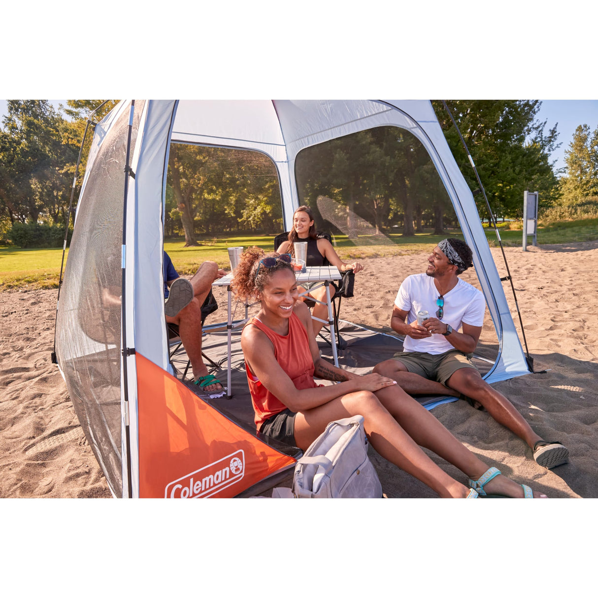 Coleman Skyshade Screen Dome Canopy Tent, 8 x 8 Shade Canopy, UPF 50+ Outdoor Canopy Tent for Camping, Tailgating, and Beach Shade, Fog Coleman