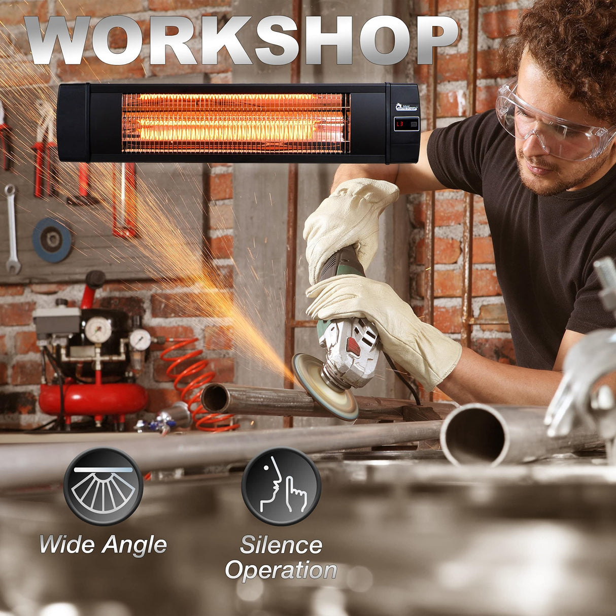 Dr Infrared Heater DR-238 Carbon Infrared Outdoor Heater for Restaurant, Patio, Backyard, Garage, and Decks, Standard, Black DR. INFRARED HEATER