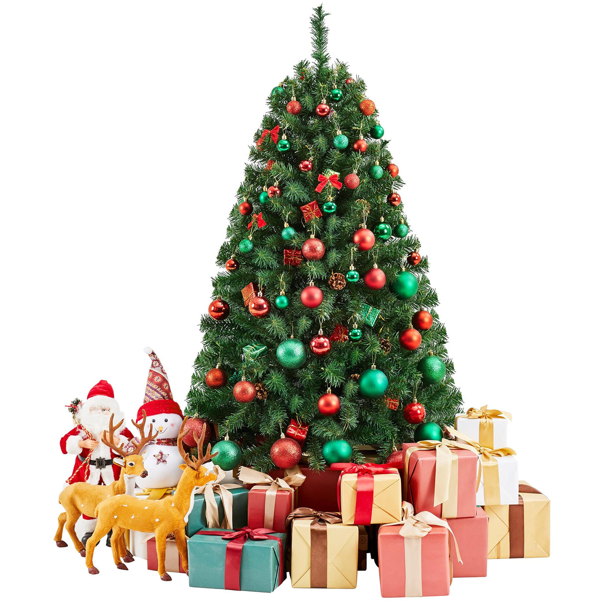 Yaheetech 4.5ft Premium Spruce Hinged Artificial Full Christmas Tree with 320 Branch Tips Holiday Xmas Tree with Metal Hinges and Foldable Base for Home Party Office Decoration Yaheetech