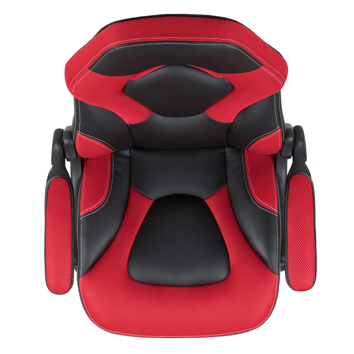 Flash Furniture X10 High-Back LeatherSoft Racing Style Gaming Chair with Flip-Up Arms, Ergonomic Padded Swivel Computer Chair, Red/Black Flash Furniture