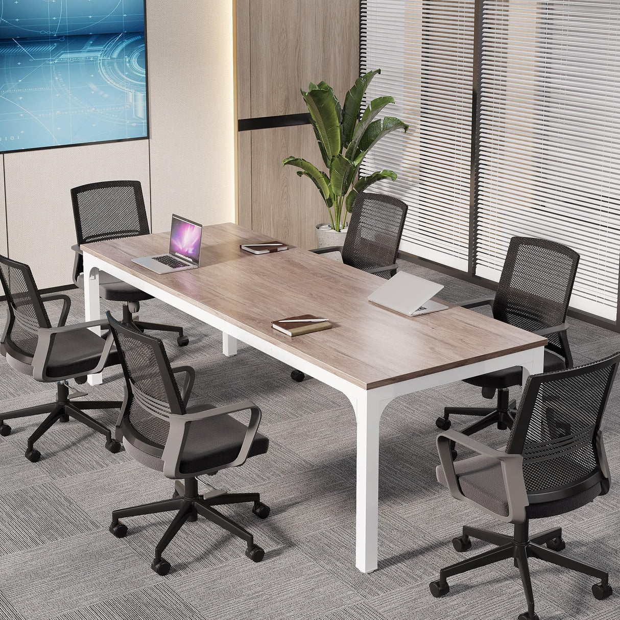 Tribesigns 6.5 FT Conference Room Table, 78.74" W x 27.56" D Large Office Conference Table, Modern Seminar Meeting Table Desk for Boardroom, Meeting Room (1, Oak) Tribesigns