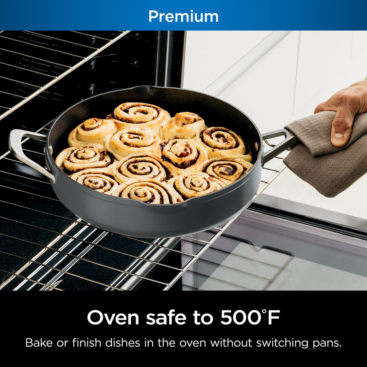 Ninja Foodi NeverStick 4 Quart Pan with Lid, Strainer, & Spatula, Oven Safe, Sea Salt Grey Ninja