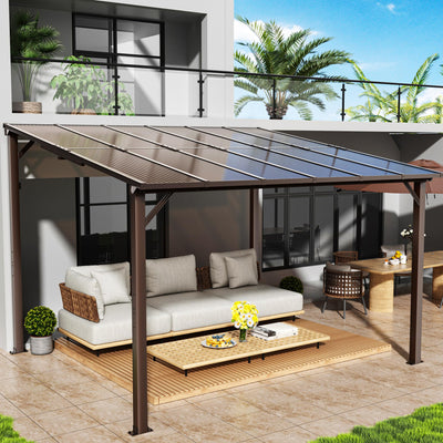 Airwire 10x12 FT Gazebo, Outdoor Gazebos on Clearance with Aluminum Frame, Wall Mounted Gazebo & Pergola, Lean to Gazebo Awnings for Patio, Decks, Porch and Backyard