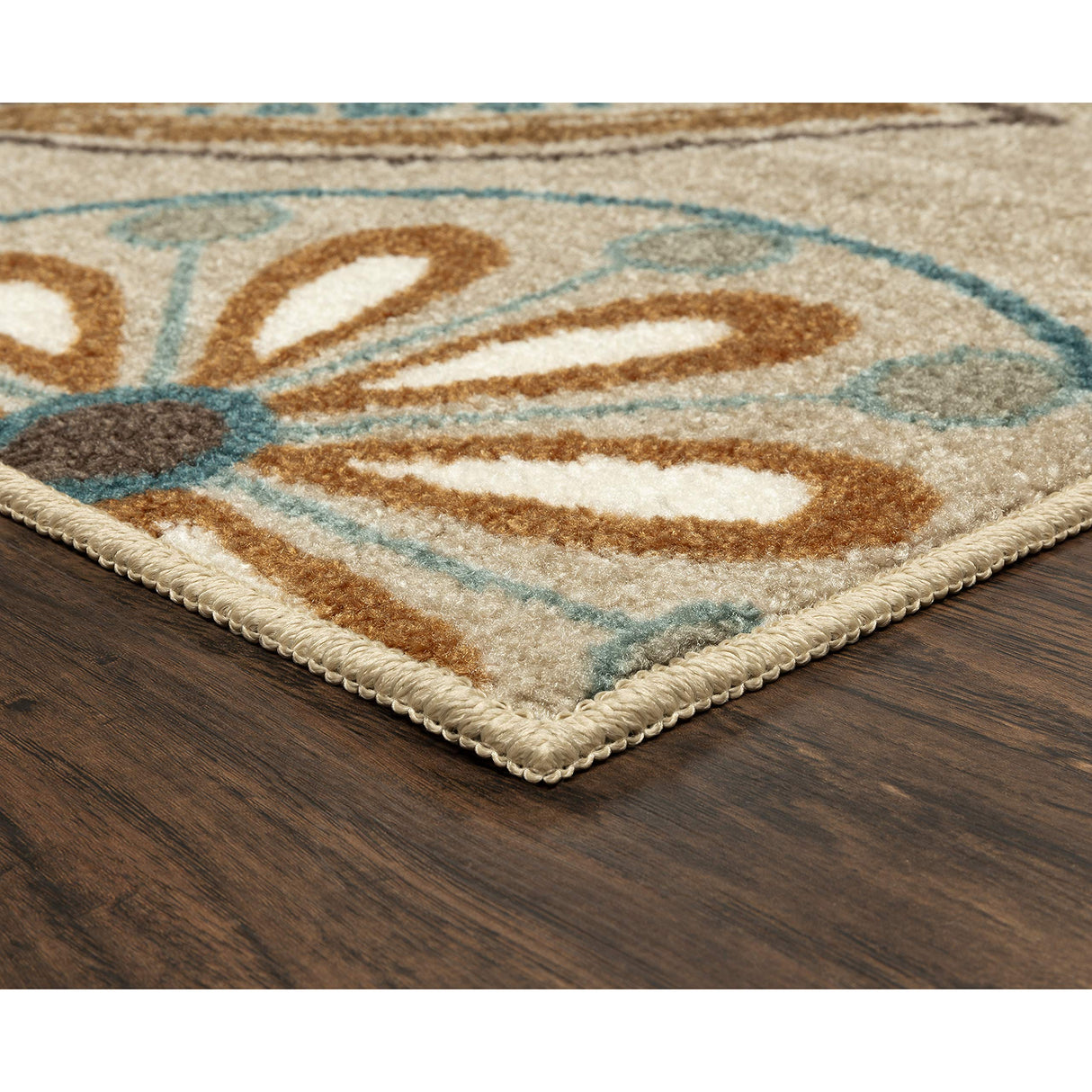 Maples Rugs Reggie Floral Runner Rug - Made in USA - Washable, Non Slip Indoor Carpet for Kitchen, Hallway, and Laundry Room, 2' x 6', Beige Maples Rugs