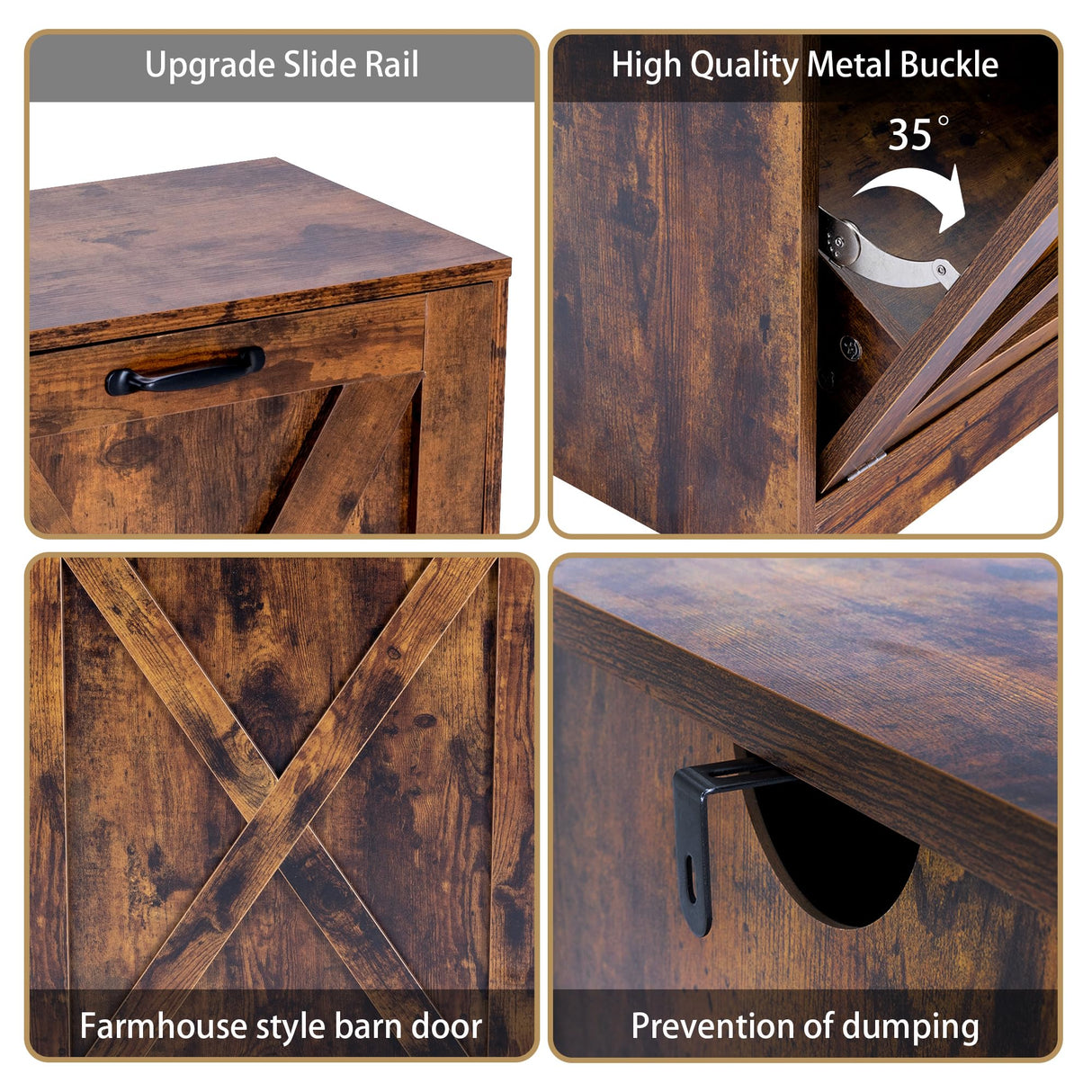 Zedesey 13 Gallon Wooden Tilt Out Trash Cabinet Hidden Trash Can Kitchen Recycling Cabinet Laundry Cabinet for Kitchen, Living Room (Brown) Zedesey