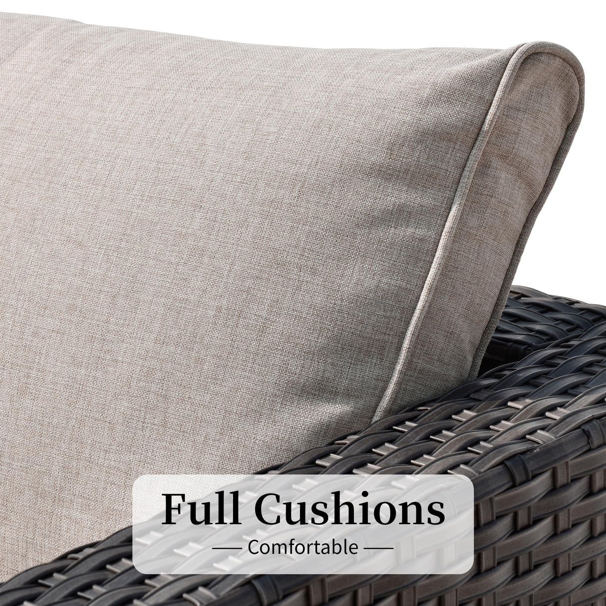 HOOOWOOO 11 Piece Patio Sectional Furniture Set with Fire Pit Table,Modern Wicker Outdoor Conversation Sofa Sets,Weather Resistant Modular L Shaped Outside Couch Swivel Chair Set(Beige) HOOOWOOO