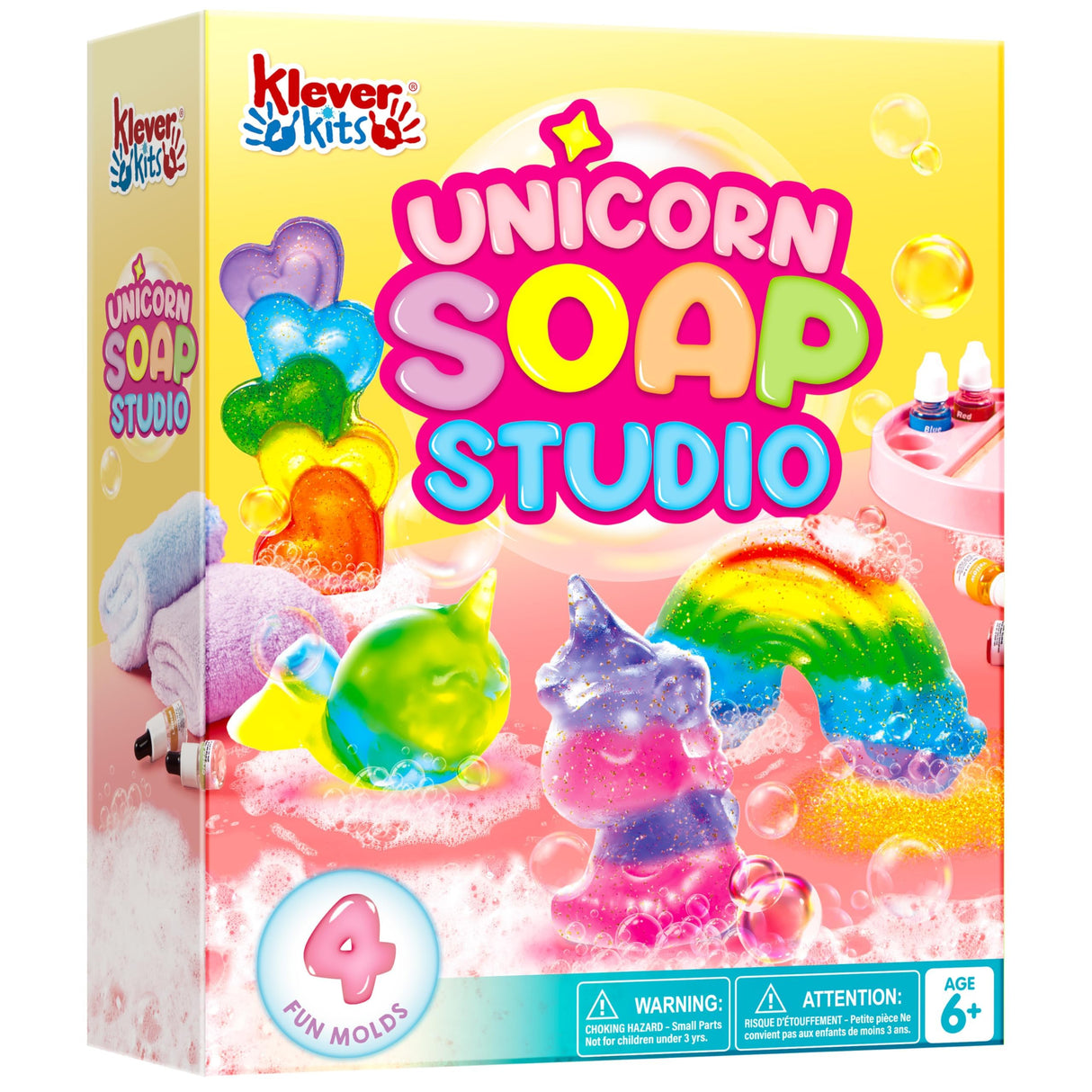 Klever Kits Soap Making Kit- Make Your Own Soap- DIY Unicorn Soap with 4 Molds, Spa Science Kit for Kids, Stem Activity Gifts for Toddler Kid Aged 6+, Girl Birthday Present Klever Kits