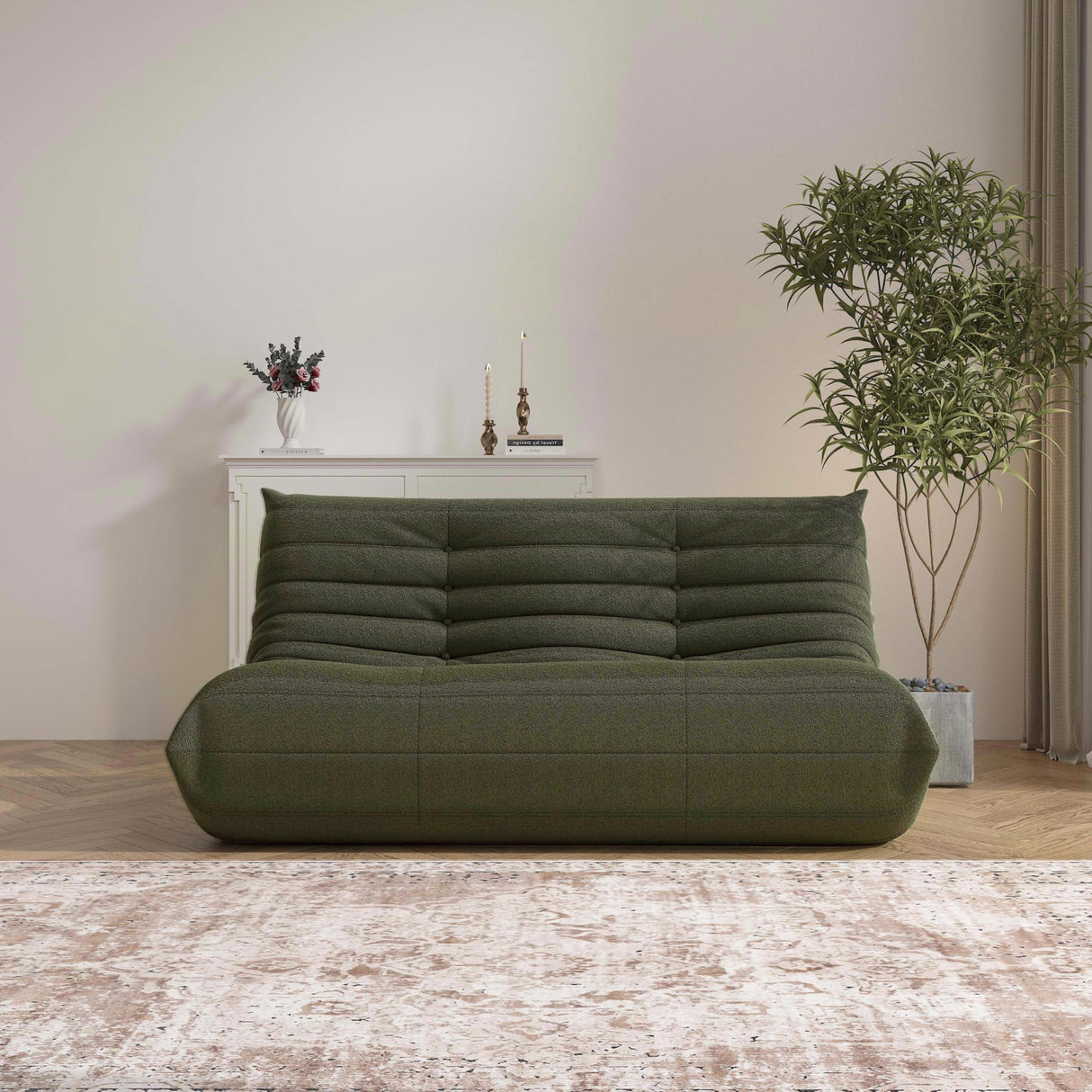 Bean Bag Chair, Loveseat Fireside Chair Bean Bag Sofa Large Bean Bag Chair for Adults, 2 Seater Bean Bag Chairs for Teens with High Density Comfortable Foam, Bean Bag for Living Room, Bedroom (Green) YVDNHP