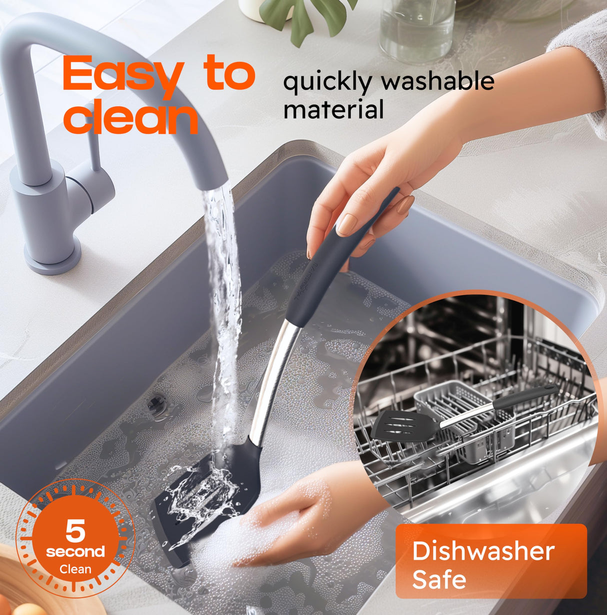 BakeRoyal Silicone Spatula Set - Turner Spatulas Silicone Heat Resistant 600°F - Slotted & Solid Silicone Spatulas for Cooking Fish, Eggs, Pancakes Flipper – Silicone Cooking Utensils Set – Black BAKEROYAL